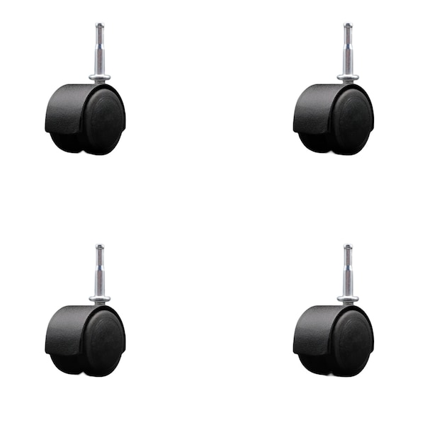 Service Caster 2'' Floor Safe Black Hooded Twin Wheel Caster Grip Neck Stem , 4PK SCC-GN02S50D-NYU-FB-4 - main